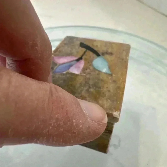 Vintage Small Marble Hand Carved Trinket Box Tiny 1” x 2” - Picture 8 of 16